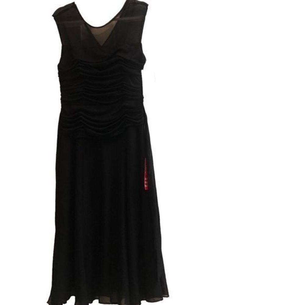 NEW! Black Sheer Neckline Sleeveless‎ Midi Dress Size 8 - Picture 2 of 4